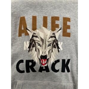 ALIFE x Crack‎ "Wolfpack" Embroidered Hoodie Gray Men's Size Large EUC